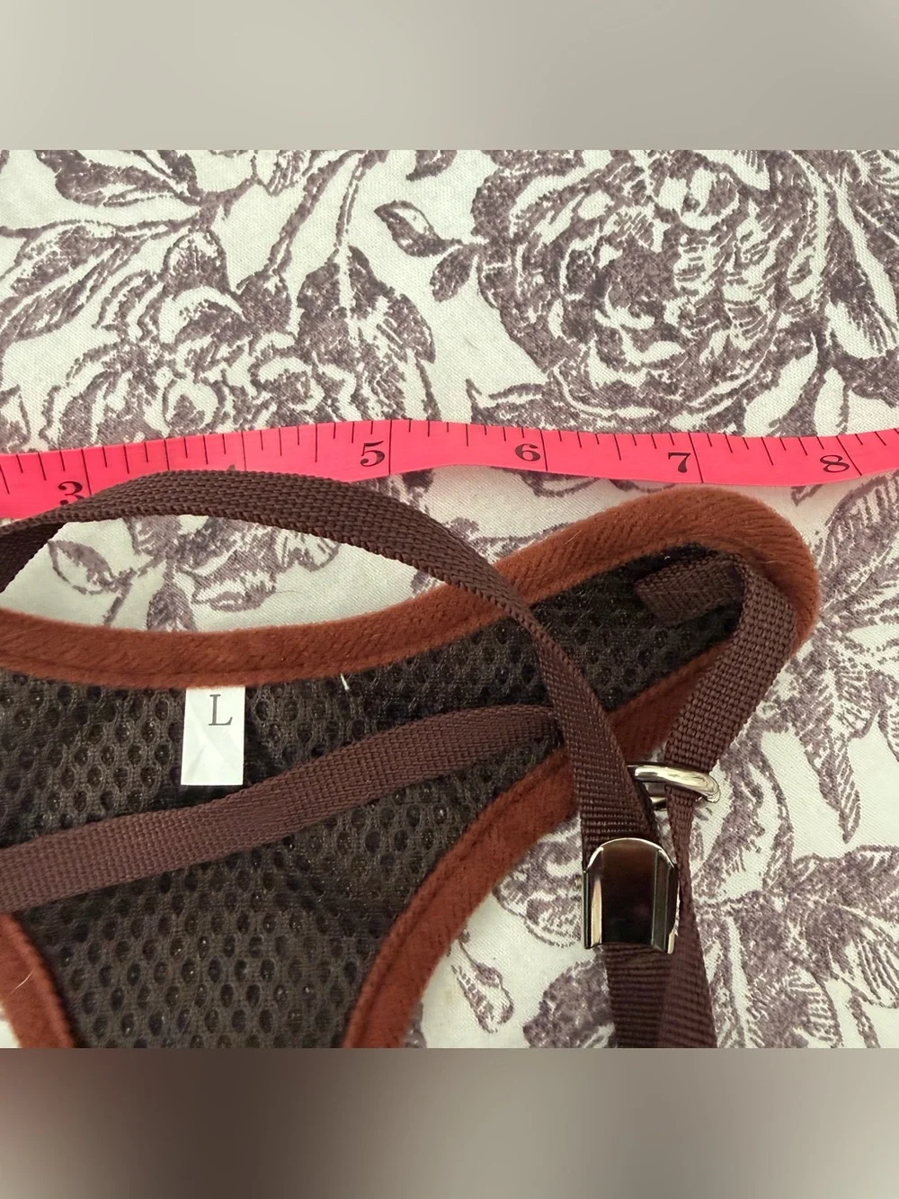 LV Brown & Tan Pet Harness with Silver Hardware size L for small breeds